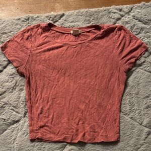 Bozzolo Short Sleeve Ribbed Top in Coral